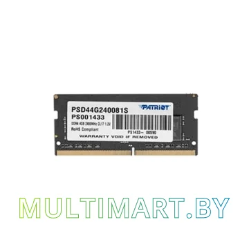 Оперативная память Patriot Signature Line 4GB DDR4 SODIMM PC4-19200 (PSD44G240081S)